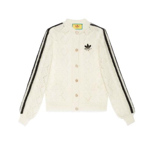  GUCCI古驰 22年秋冬 女士 adidas x Gucci联名系列马海毛针织开衫 717329 XKCMO 9791
