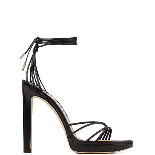 Jimmy Choo/周仰杰 22年秋冬新款 Antia PF/120系列 女士黑色纳帕皮革系带凉鞋ANTIAPF120NAP