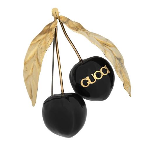 GUCCI古驰 22年秋冬 女士 珐琅Gucci樱桃胸针 716309 J1631 8029