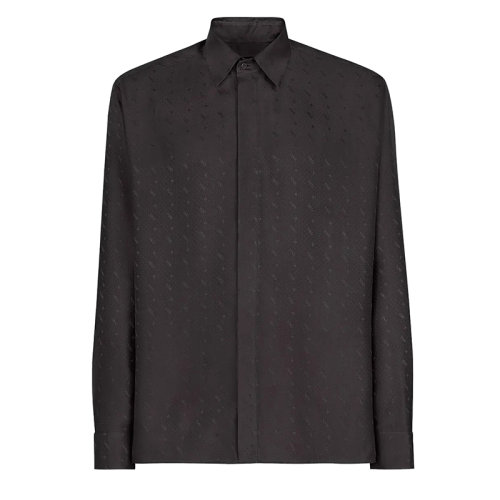 FENDI/芬迪 男士黑色斜纹桑蚕丝衬衫FS0808AH20F0QA1