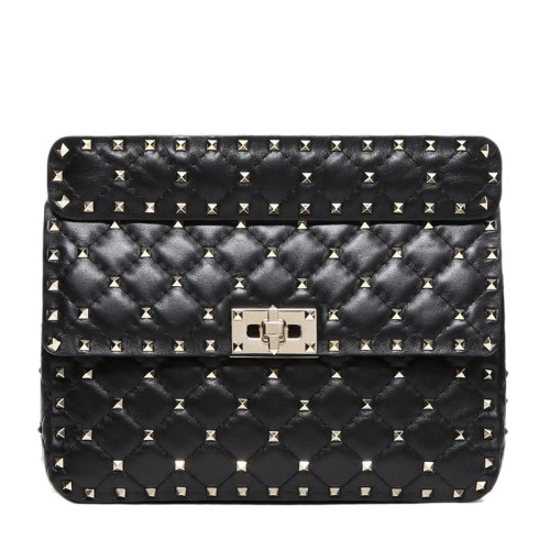 Valentino/华伦天奴 女士红色羊皮铆钉装饰旋锁开合单肩包斜挎包链条包女包 RW2B0122-NAP-0RO