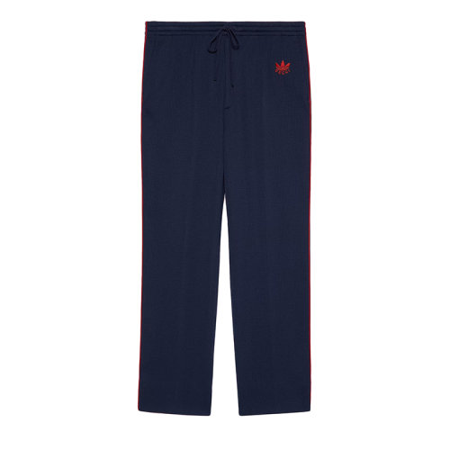 GUCCI/古驰 22年秋冬新款 adidas联名系列 男士蓝色涤纶面料长裤702181ZAJRV4701