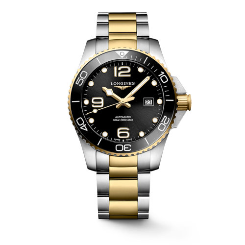 LONGINES/浪琴 22年秋冬新款 康卡斯潜水系列 男士黑色太阳饰纹表盘自动机械机芯精钢表壳表带腕表43毫米L3.782.3.56.7