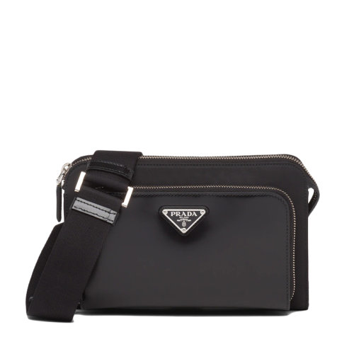 PRADA/普拉达      男士黑色再生尼龙配可拆卸可调式编织尼龙带和皮革肩带斜跨单肩包2VH130_789_F0002_V_OOO