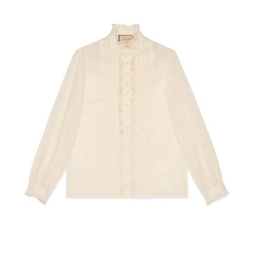  GUCCI古驰 22年秋冬 男士 荷叶边棉质衬衫 685983 ZAJMB 9193