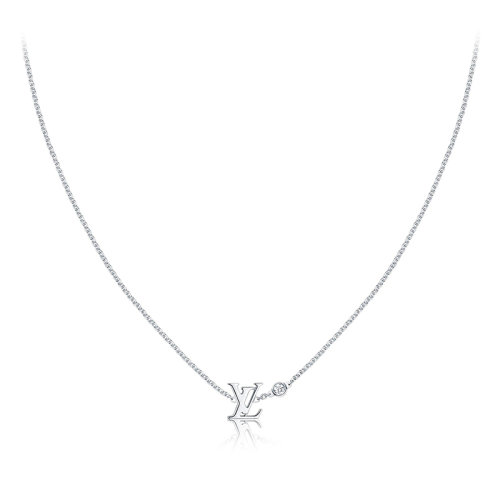 Louis Vuitton/路易威登 经典款IDYLLE BLOSSOM系列 18k金白金徽标字母造型镶嵌钻石链条项链Q93653