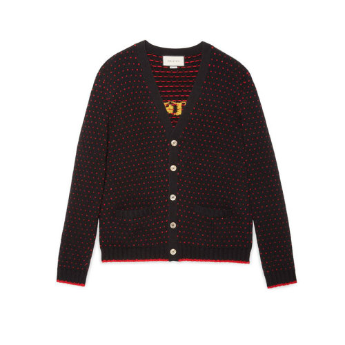 GUCCI/古驰  古驰男装  时尚潮流男士饰小羊嵌花羊毛开衫 595500 XKAUZ 1082 HC0640