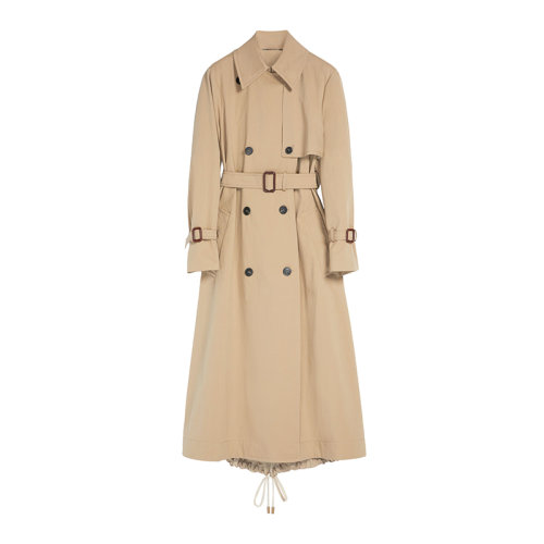 MaxMara/麦丝玛拉 22年早春新款 TAGO系列 女士米色棉质混纺防水长款风衣夹克5021022706001