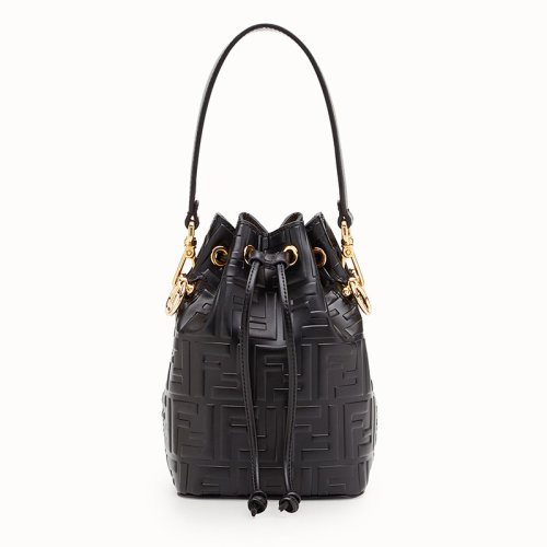 FENDI/芬迪经典款MON TRESOR系列 小号小牛皮压纹单肩抽绳水桶包（2色可选）