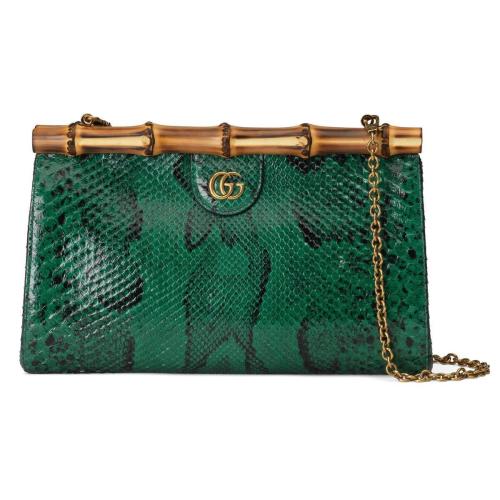  GUCCI古驰 22年秋冬 女士 Gucci Diana竹节蟒蛇皮手拿包 675793 LU30T 3120