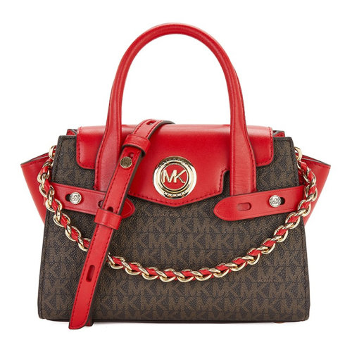 Michael Kors/迈克·科尔斯 CARMEN系列女士拼色PVC配皮经典MK字母徽标印花推锁开合单肩包斜挎包手提包女包 30T0GNMM0B 多色可选