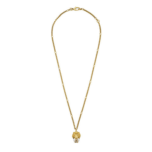 GUCCI/古驰  金色金属透明水晶狮子头项链412885J1D508062