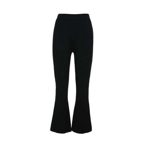 【Designer Womenwear】SHOKAY/绣嘉 秋冬新品女士休闲裤 东方系列女士针织合体喇叭长裤藏蓝黑色