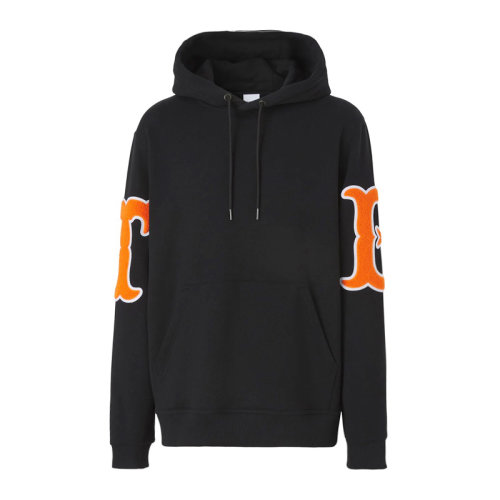 Burberry/博柏利 男士黑色棉质经典TB字母徽标贴饰长袖上衣卫衣连帽衫套头衫运动衫 8042699