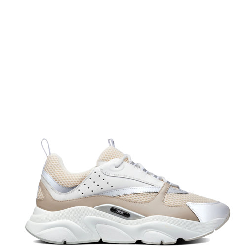 DIOR/迪奥 22年秋冬新款 B22系列 男士奶油白色/米色网眼织物拼光滑牛皮革运动鞋3SN231YXX_H160