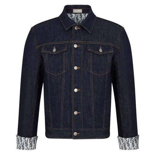 DIOR/迪奥  男士DIOR斜纹印花深蓝色棉质牛仔夹克 013D482B226X_C580