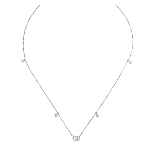 GUCCI/古驰 GG Running系列 18k金白金双G吊坠28颗钻石项链479231J85409066