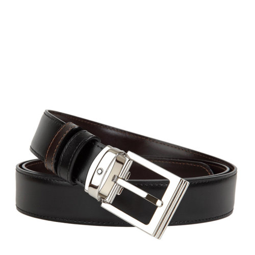 MontBlanc/万宝龙 男士黑色牛皮商务休闲针扣皮带腰带可裁剪 107664