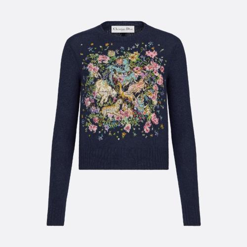  DIOR迪奥 22年秋冬 女士 针织衫 Dior Chez Moi 针织衫 244S57AM029_X5877