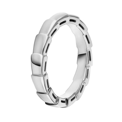 BVLGARI/宝格丽 Serpenti Viper经典款18K金白金 窄版蛇形戒指 349675