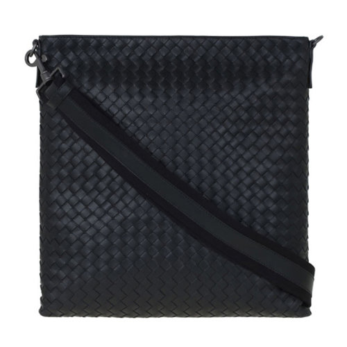 Bottega veneta 宝缇嘉 男士黑色羊皮经典编织单肩包斜挎包