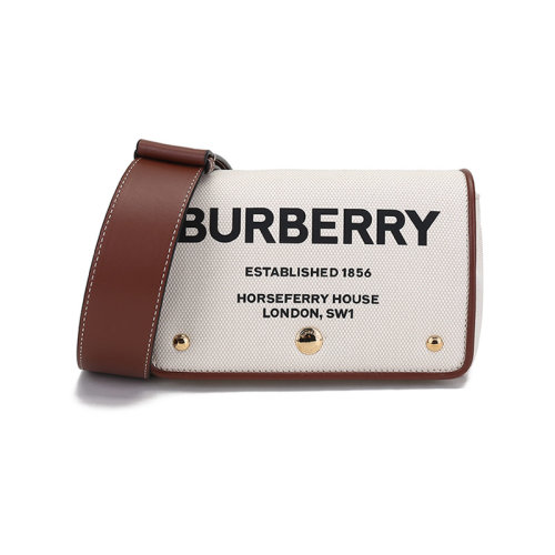 BURBERRY/博柏利【22春夏新款】女款织物配皮小号单肩斜挎包手拿包 80518441