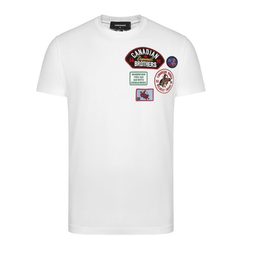 Dsquared2/D二次方 白色-徽章组合 男士短袖T恤