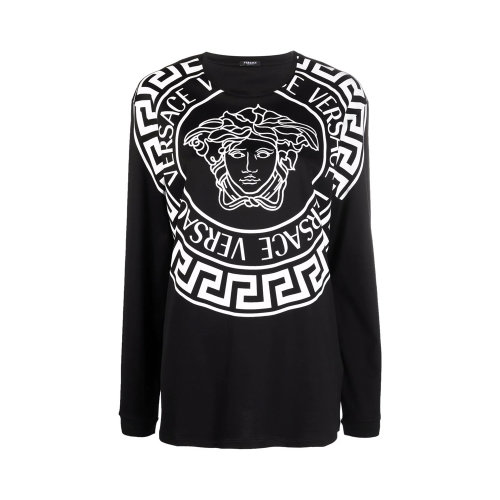 VERSACE/范思哲 女士黑色棉质经典印花长袖上衣卫衣 1001534-1A00603-2B020