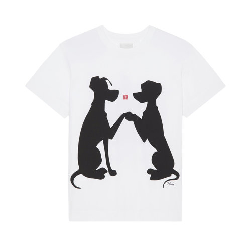 Givenchy/纪梵希 22年秋冬新款 迪士尼联名系列 男女同款白色纯棉101斑点狗印花短袖T恤BM71EC3Y6B-100