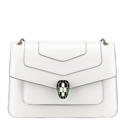 BVLGARI/宝格丽 SERPENTI FOREVER系列女士纯色小牛皮珐琅蛇首翻盖包链条包单肩包斜挎包女包 290265