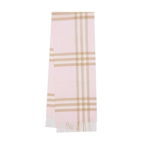 BURBERRY/博柏利 22年早春新款 男女同款雪花白色纯羊绒经典格纹围巾80163961