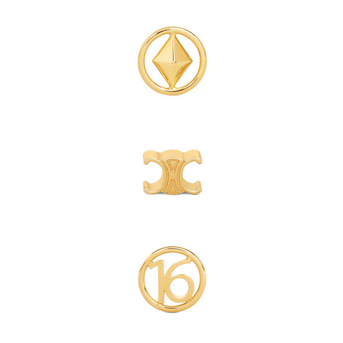 CELINE/赛琳 22新款 女士金色黄铜3件套耳钉460GJ6BRA.35OR