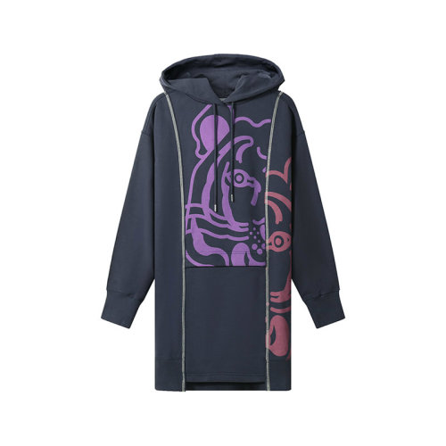 KENZO/高田贤三 女士棉质宽松版加绒款K-Tiger连帽卫衣裙连衣裙 2RO803 4MO