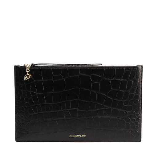 Alexander McQueen/亚历山大麦昆 女士 女包 黑色皮革时尚手拿包 570916DZT0G1000