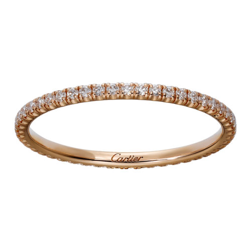 CARTIER/卡地亚 étincelle de Cartier系列 18K金玫瑰金镶嵌49颗明亮式切割钻石 简约排钻结婚求婚订婚戒指B4210500