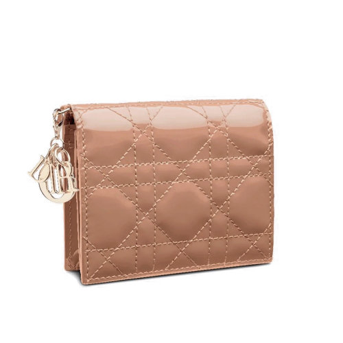 DIOR/迪奥 20系列LADY DIOR 系列 玫瑰粉漆面经典藤格纹钱包  S0178OVRB_M49P