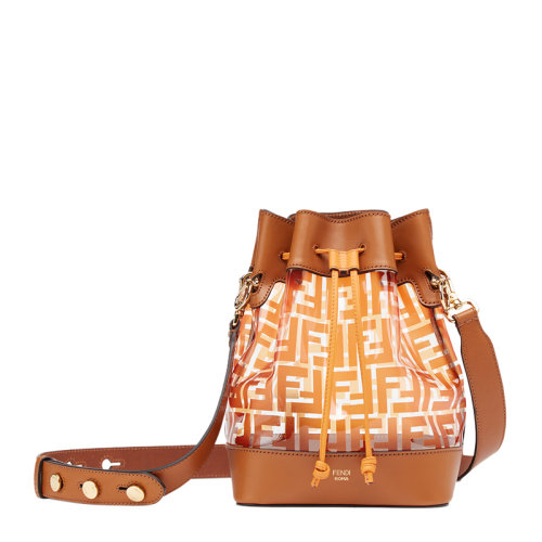 FENDI/芬迪 女士PVC经典FF印花抽绳开合水桶单肩包斜挎包女包 8BT298-A7QO 多色可选