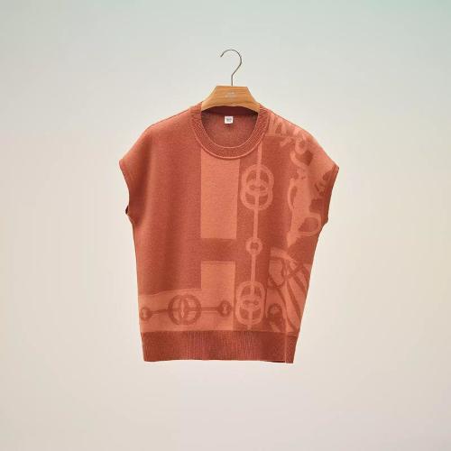  HERMES爱马仕 22年秋冬 女士 短袖衬衫 Pull manches courtes motif ??Cliquetis?? H2E261