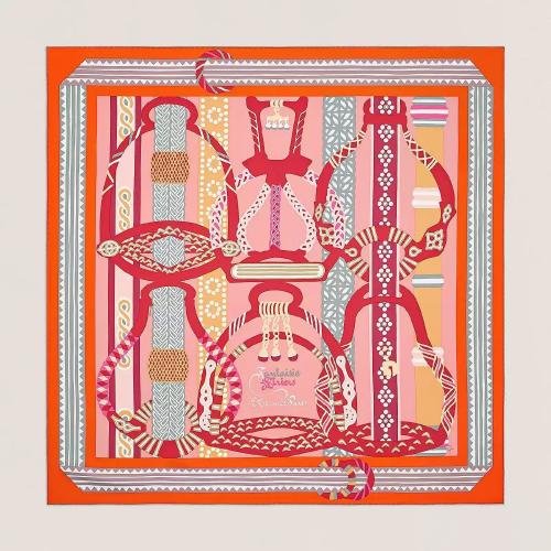  HERMES爱马仕 22年秋冬 女士 围巾 Carre 90 Fantaisie d%26s;Etriers H003921S 15