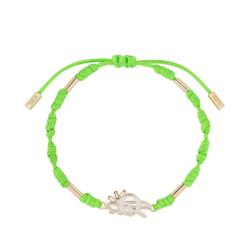 DIOR/迪奥 22新款CACTUS JACK联名款 男士金色黄铜饰白色水晶标志绿色棉质编织绳手镯B1559HOMMT_D017