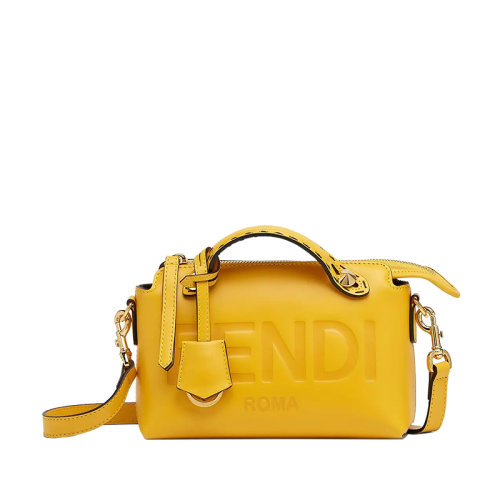 FENDI/芬迪 By The Way系列 女士迷你黄色皮革内部拉链口袋镀钯饰面金属配饰配可拆卸肩带斜跨单肩手提波士顿包8BL145AC9LF192E