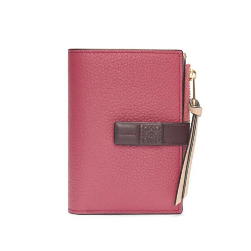 LOEWE/罗意威 22新款 女士梅花色/巧克力色小牛皮拉链开合双折卡包钥匙包钱包C660P30X02-3024