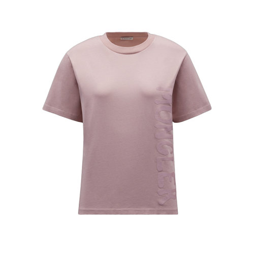 Moncler/蒙克莱 22年秋冬新款 女士花瓣粉色纯棉垂直徽标印花短袖T恤H20938C00010829HP51A