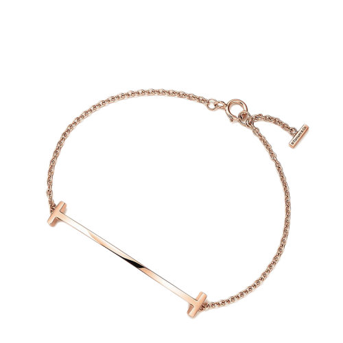 Tiffany & Co./蒂芙尼 经典Tiffany T系列 18K金玫瑰金Smile微笑笑脸手链GRP09015
