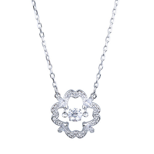 施华洛世奇 SWAROVSKI 镀白金色花漾跳动 Sparkling Dance花朵镂空项链 5392759