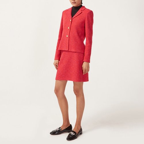 【21春夏新款】St.John/盛蔷女士红色纯色A字型针织女士半身裙K713000