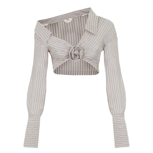 FENDI/芬迪 女士条纹图案的印花真丝V领短衬衫FS7472AGTLF1ENJ