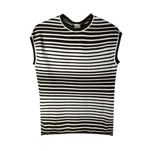 ARMANI COLLEZIONI/阿玛尼卡尔兹 女士白色条纹短袖 NMM72M NM44M 011