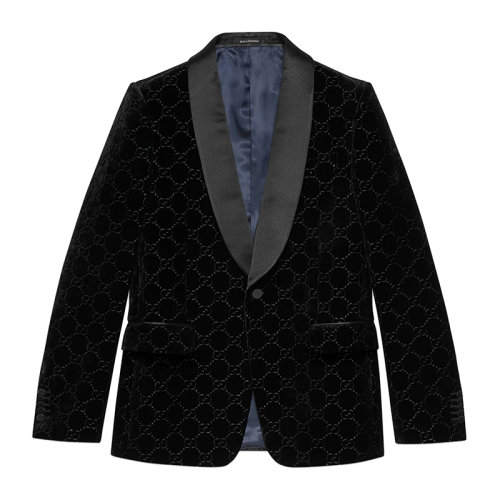 GUCCI/古驰  男士黑色GG天鹅绒夹克 639030Z402L1000