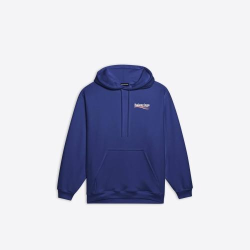  BALENCIAGA巴黎世家 22年春夏 男士 卫衣 Men's Political Campaign Hoodie in Pacific Blue/w 预定商品1-3周发货